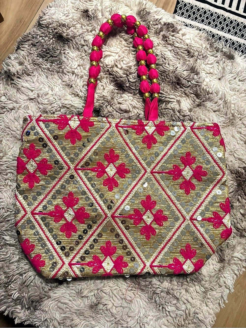 Pink & Gold Sequin Embellished Tote